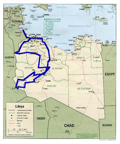 Karte Libyen-Tour 2000